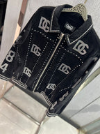 Dolce & Gabbana - "1984" Rhinestone Embellished Velvet Bomber Jacket | Black