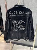 Dolce & Gabbana - "1984" Rhinestone Embellished Velvet Bomber Jacket | Black