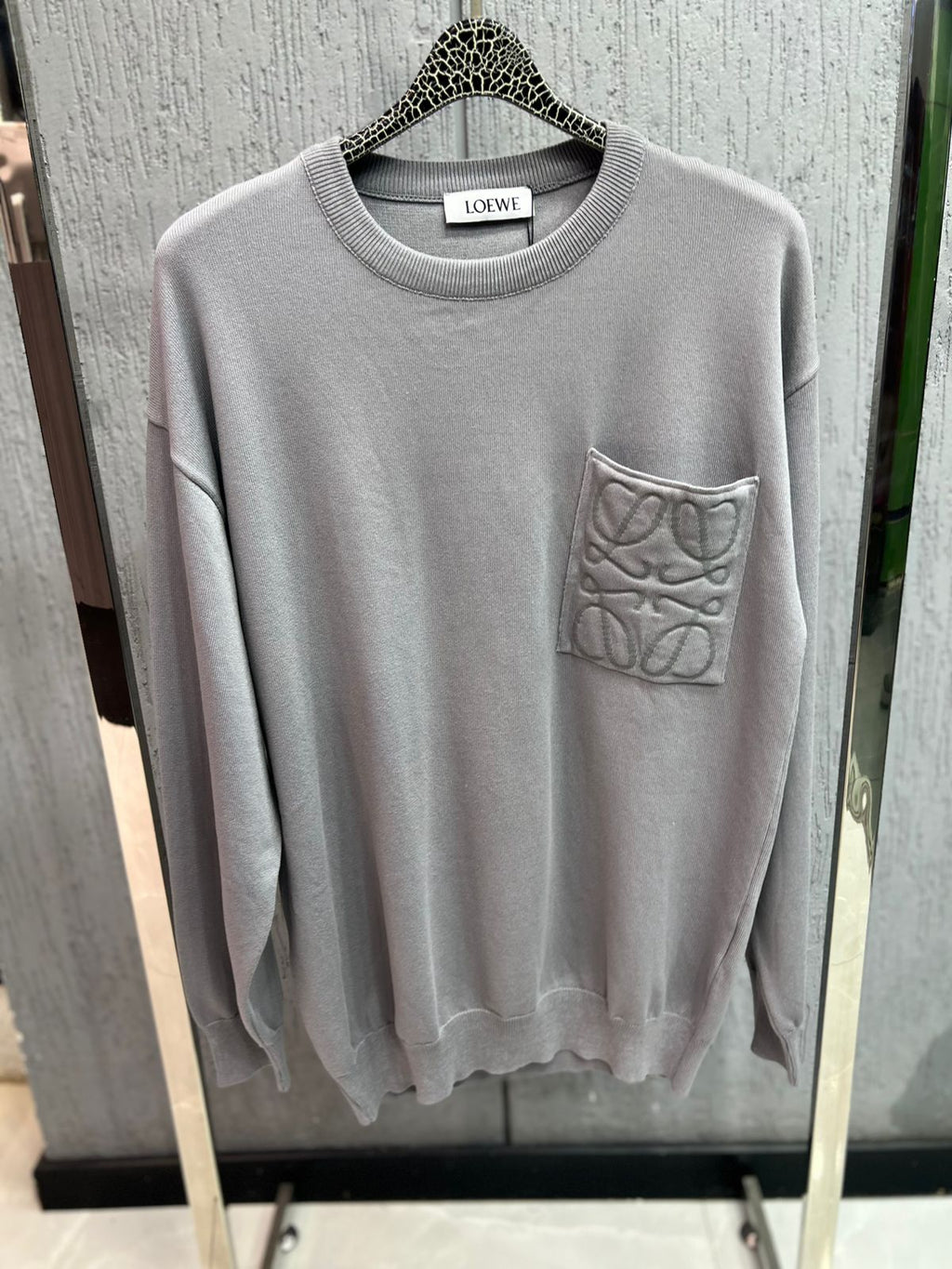 Loewe - Anagram Embroidered Pocket Sweatshirt - Grey