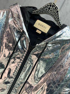 Gucci - Metallic Silver Laminated GG Monogram Hooded Jacket