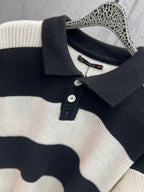 Lagos - Signature Block-Stripe Knit Polo – Black/Ecru