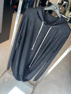 Rick Owens - DRKSHDW Elongated Pullover Hoodie with Signature Milk Drawstrings - Black