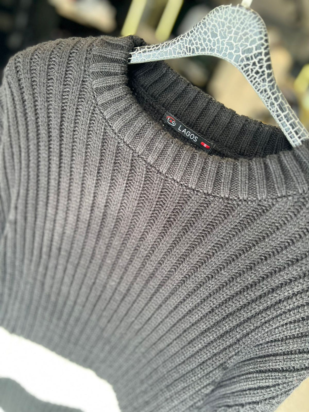 Lagos - Heavyweight Ribbed Knit Sweater with Bold Block Stripes - Black/White