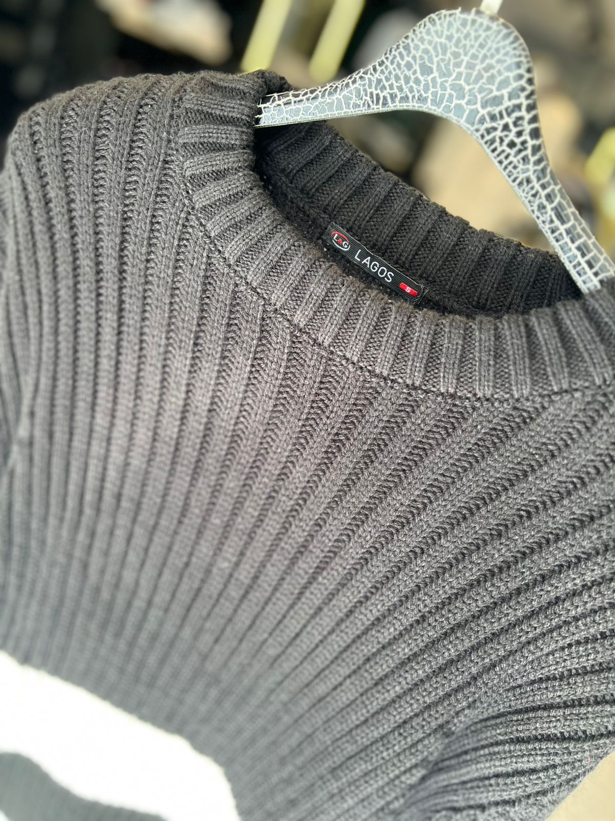 Lagos - Heavyweight Ribbed Knit Sweater with Bold Block Stripes - Black/White