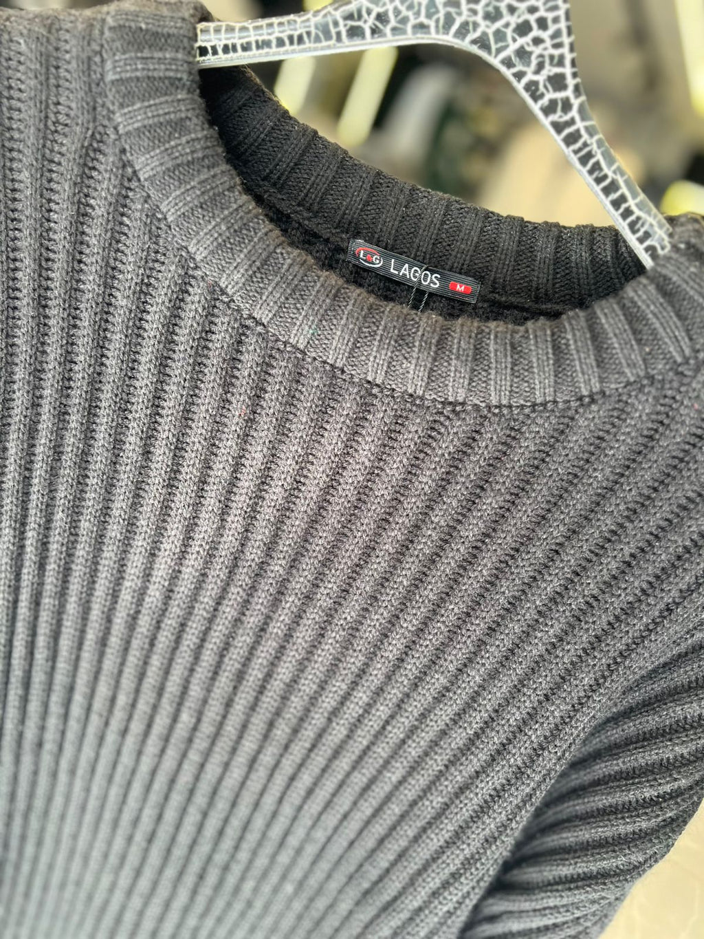 Lagos - Heavyweight Vertical Ribbed Knit Crewneck Sweater - Washed Charcoal