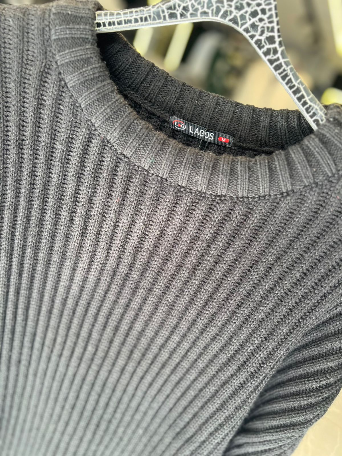 Lagos - Heavyweight Vertical Ribbed Knit Crewneck Sweater - Washed Charcoal