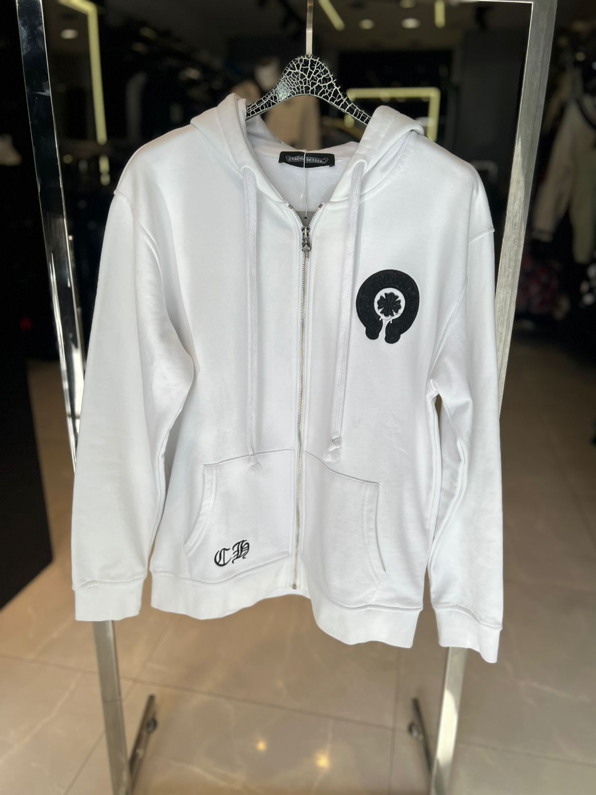 Chrome Hearts - Horseshoe Floral Zip-Up Hoodie - White