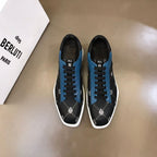 Berluti Signature Crest Canvas & Leather Sneakers - Black/Blue