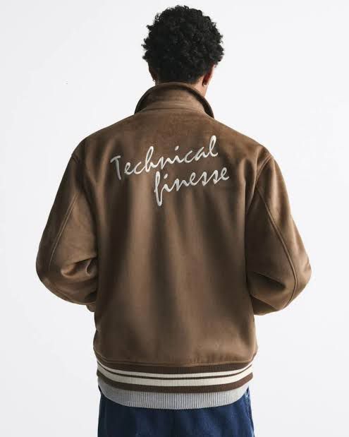 Zara - "Technical Finesse" Suede-Effect Varsity Jacket - Camel Brown