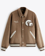 Zara - "Technical Finesse" Suede-Effect Varsity Jacket - Camel Brown