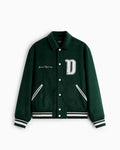 Zara - "Grand Opening" Faux Suede Varsity Jacket - Forest Green