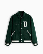 Zara - "Grand Opening" Faux Suede Varsity Jacket - Forest Green