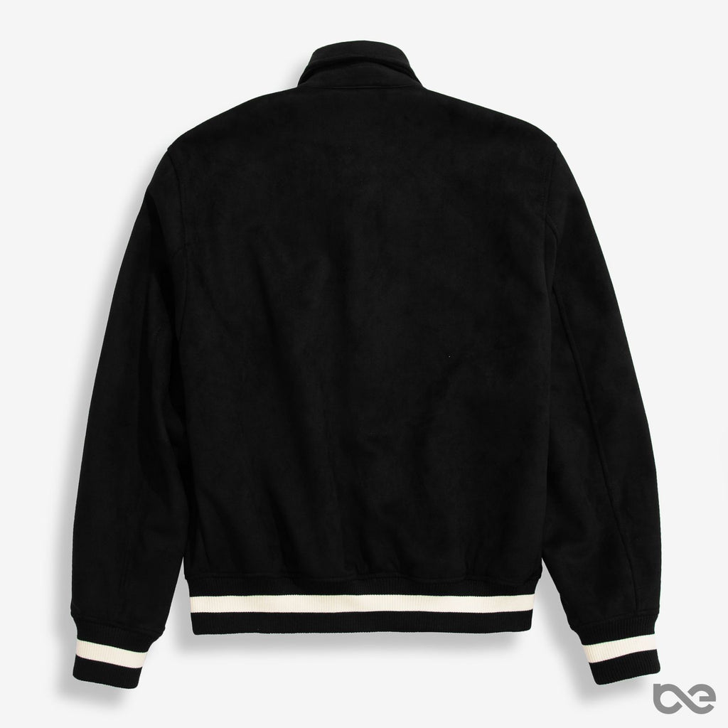 Zara - Black "Street Slang" Collared Varsity Jacket - Chenille Patch Detail