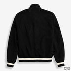 Zara - Black "Street Slang" Collared Varsity Jacket - Chenille Patch Detail
