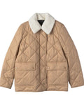 Burberry - Diamond Quilted Barn Jacket with Shearling Collar - Camel/Beige