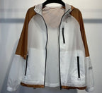 Zenia - Men's Color-Block Performance Windbreaker - White/Bronze