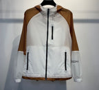 Zenia - Men's Color-Block Performance Windbreaker - White/Bronze