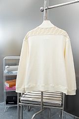 Fendi Cream Zip-Up Track Jacket with FF Logo Jacquard Panel