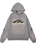 Hellstar - Studios "Sport" Logo Hoodie Set with Sleeve Flames - Vintage Washed Grey