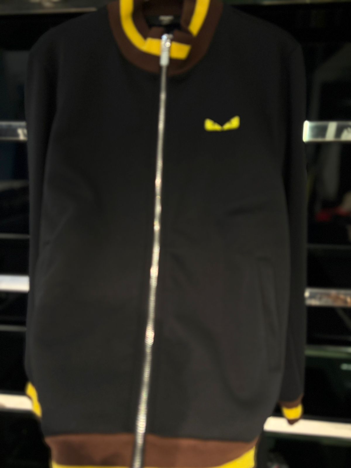 Fendi "Bag Bugs" Monster Eyes Tracksuit Set - Black with Yellow & Brown Trim