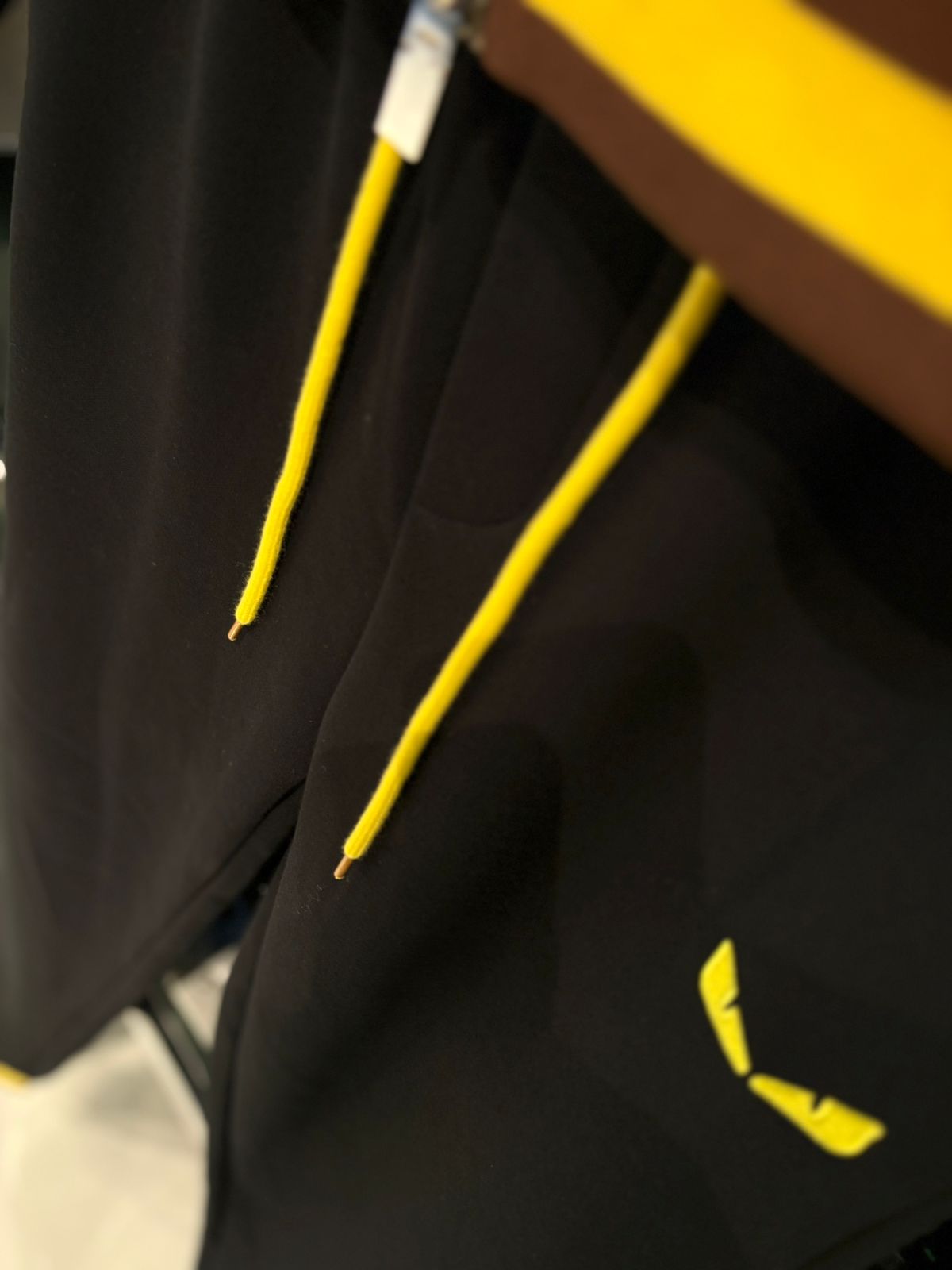 Fendi "Bag Bugs" Monster Eyes Tracksuit Set - Black with Yellow & Brown Trim