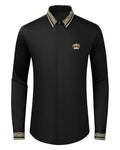Black - Men's Royal Crown & Gold Baroque Collar Dress Shirt