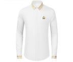 Black - Men's Royal Crown & Gold Baroque Collar Dress Shirt