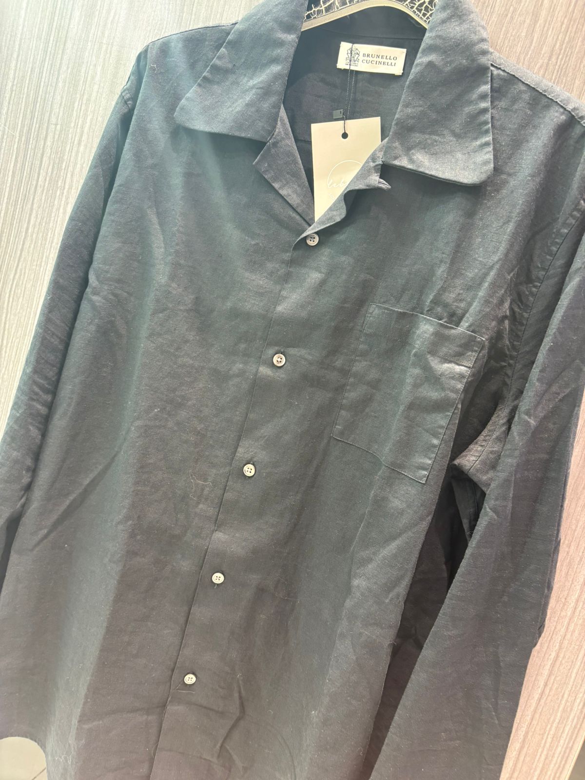 Brunello Cucinelli - Textured Linen-Blend Shirt - Charcoal Grey