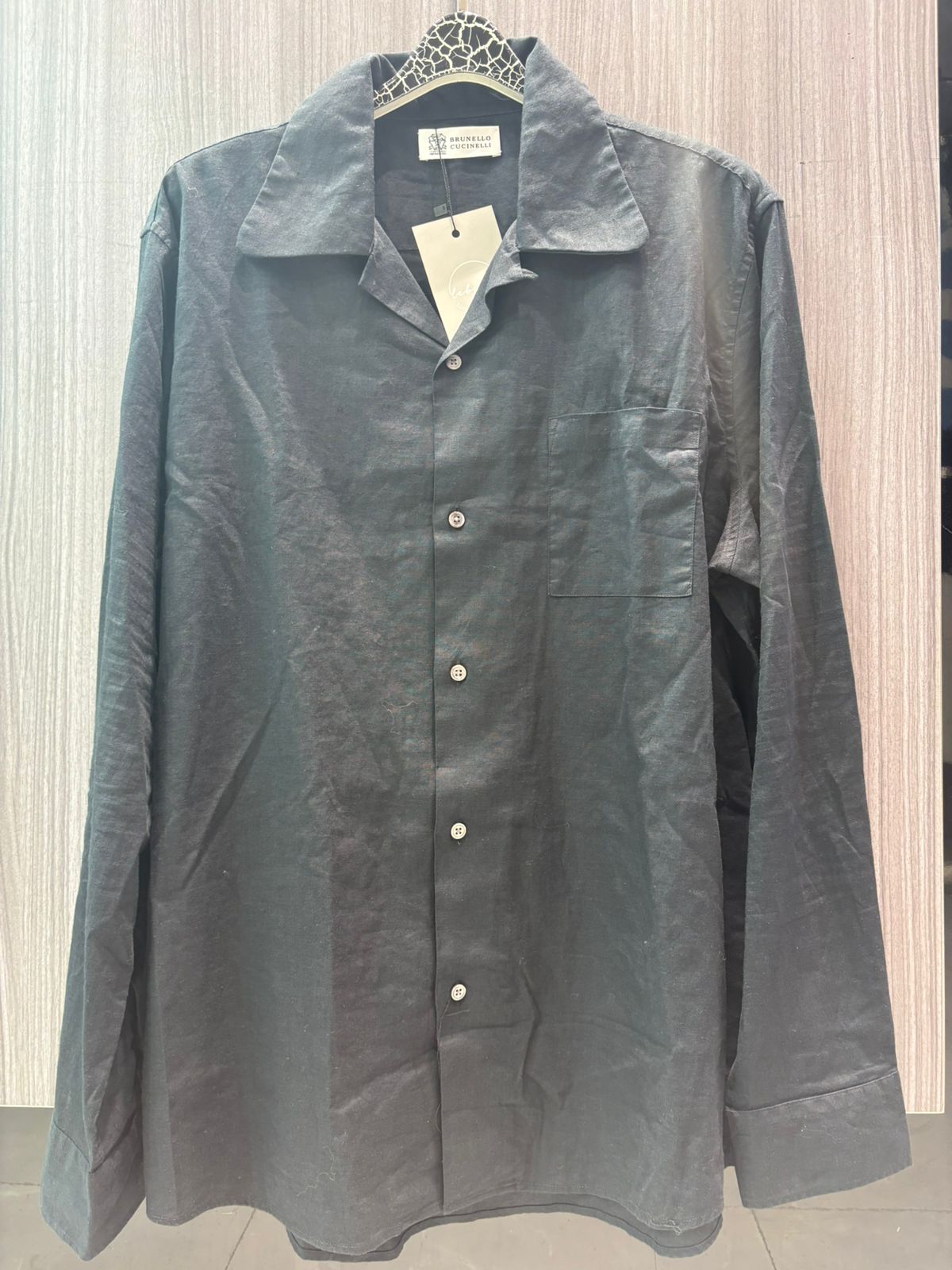 Brunello Cucinelli - Textured Linen-Blend Shirt - Charcoal Grey