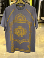 Balmain - Gold Studded Crest T-Shirt - Slate Blue