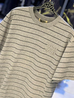 Miu Miu - Striped Cotton Jersey Logo T-Shirt - Heather Grey