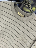 Miu Miu - Striped Cotton Jersey Logo T-Shirt - Heather Grey