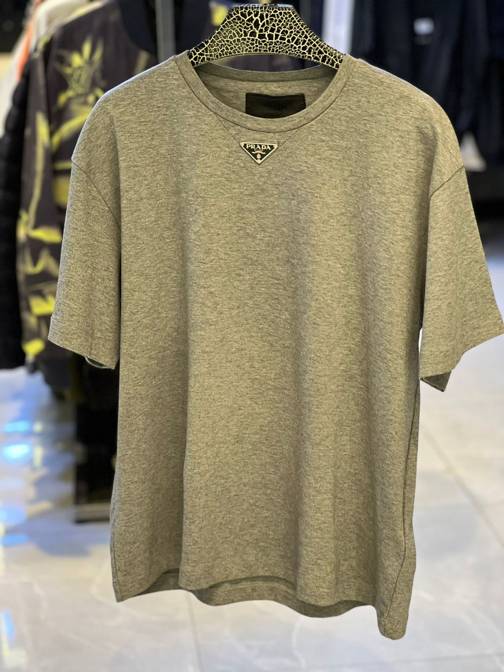 Prada - Enamel Triangle Logo T-Shirt - Heather Charcoal
