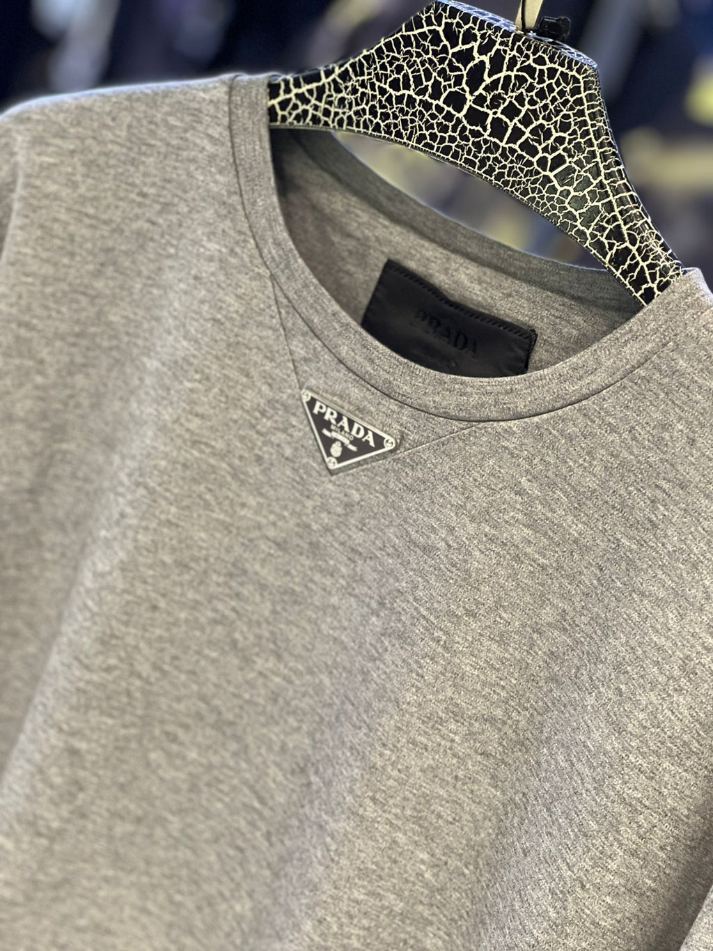 Prada - Enamel Triangle Logo T-Shirt - Heather Charcoal