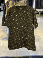 Fendi - All-Over Logo & Polka Dot T-Shirt - Black/Gold