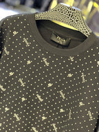 Fendi - All-Over Logo & Polka Dot T-Shirt - Black/Gold