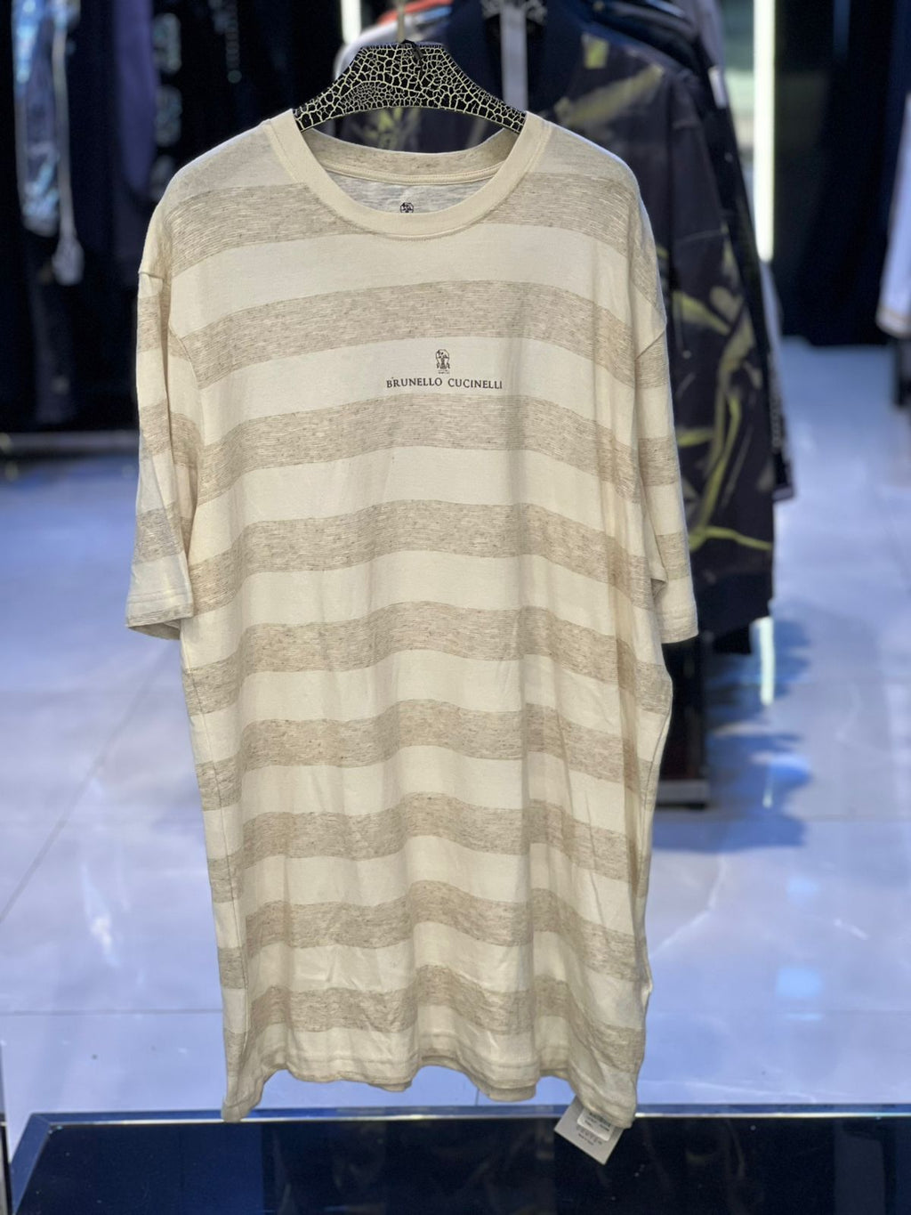 Brunello Cucinelli - Striped Cotton-Linen T-Shirt - Oatmeal & Cream