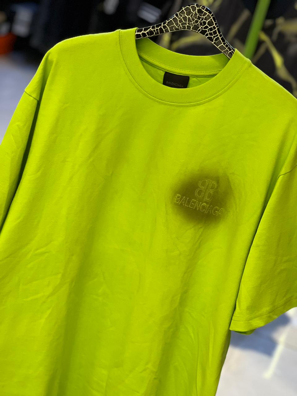 Balenciaga - Spray-Paint BB Logo T-Shirt - Neon Citron