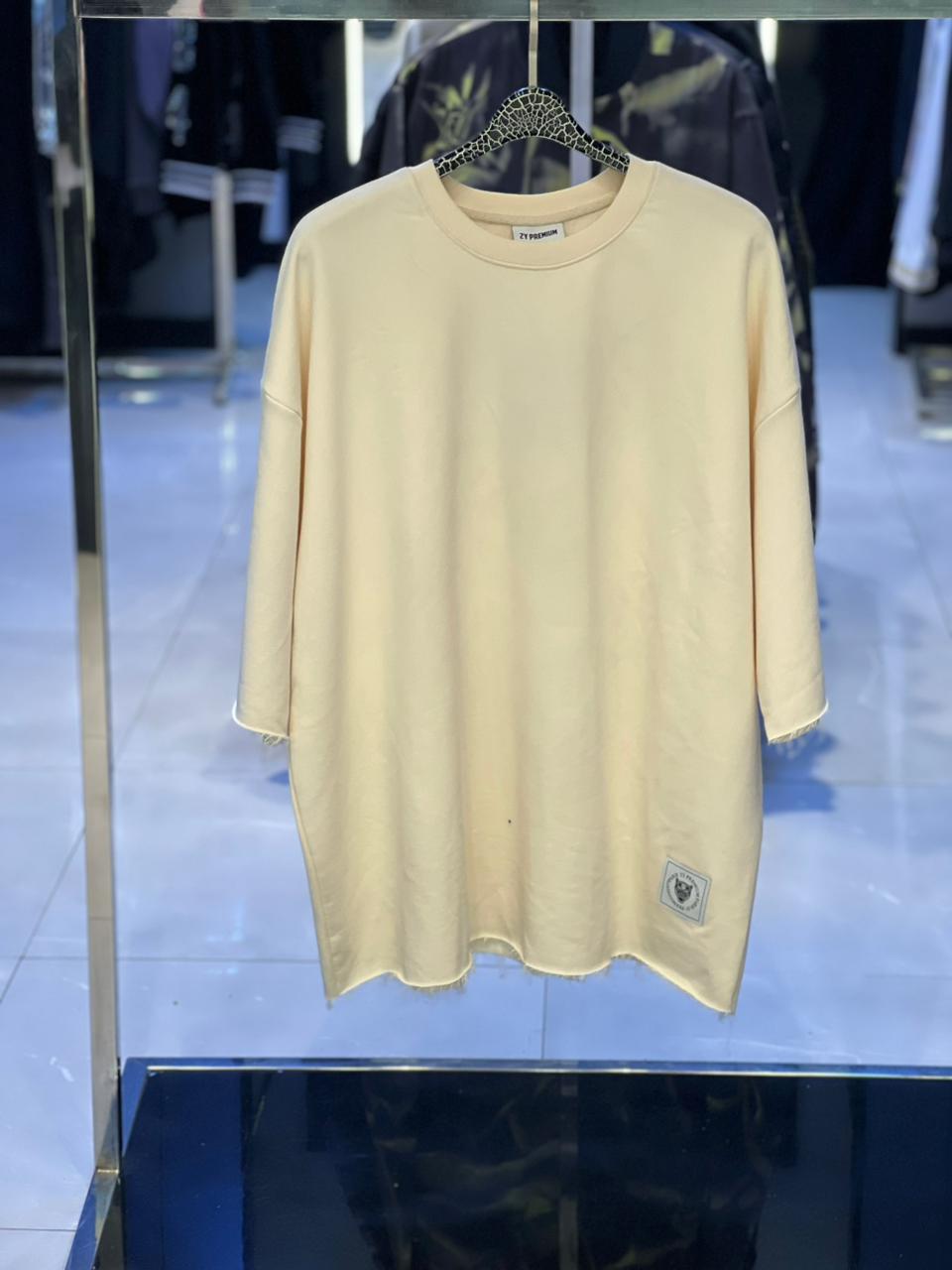 2Y Premium - Oversized Distressed Cotton T-Shirt in Sand – 2Y Premium Heritage Edition