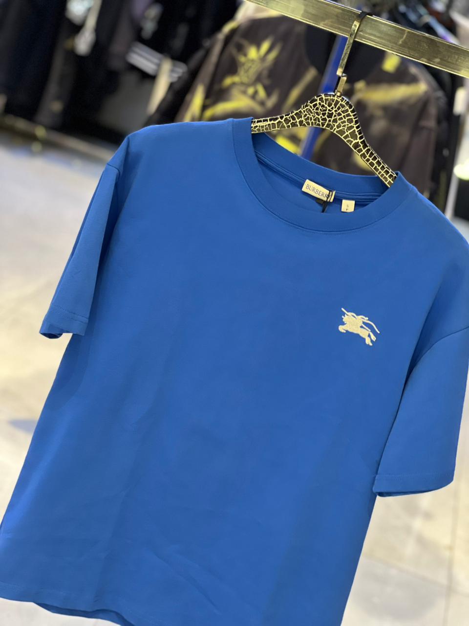 Burberry - Equestrian Knight Embroidery Cotton T-Shirt in Royal Blue