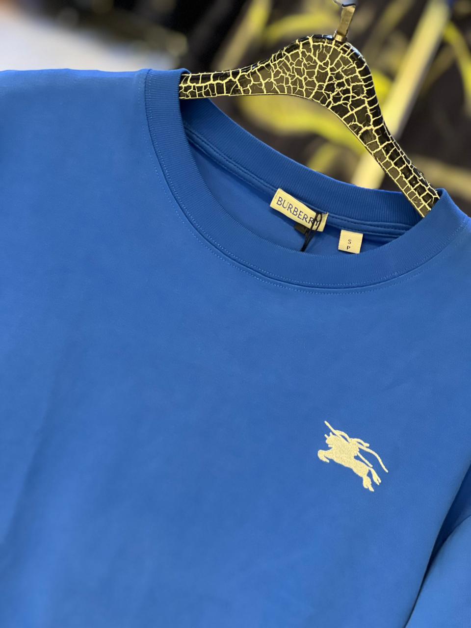 Burberry - Equestrian Knight Embroidery Cotton T-Shirt in Royal Blue