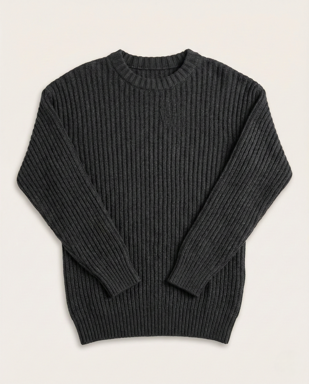 Lagos - Heavyweight Vertical Ribbed Knit Crewneck Sweater - Washed Charcoal