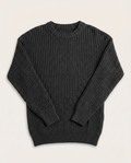 Lagos - Heavyweight Vertical Ribbed Knit Crewneck Sweater - Washed Charcoal