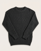 Lagos - Heavyweight Vertical Ribbed Knit Crewneck Sweater - Washed Charcoal