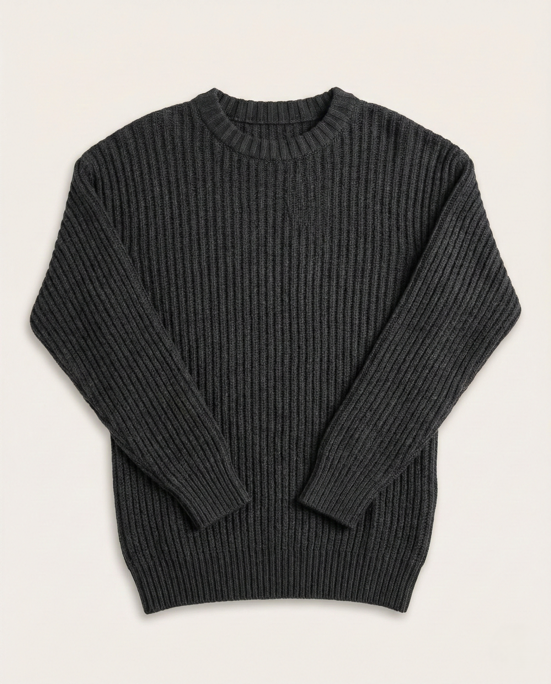 Lagos - Heavyweight Vertical Ribbed Knit Crewneck Sweater - Washed Charcoal