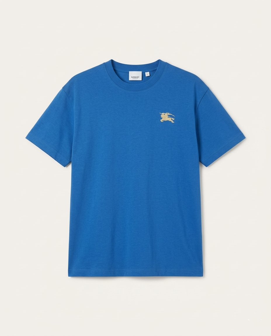 Burberry - Equestrian Knight Embroidery Cotton T-Shirt in Royal Blue